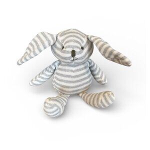 Elegant Baby Grey Striped Bunny Plush Rattle Baby Toy Lovey Knit